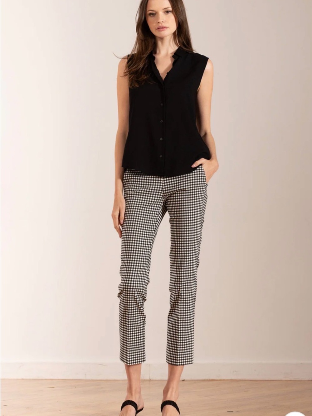 Avenue Montaigne black and white checked Leo Pant
